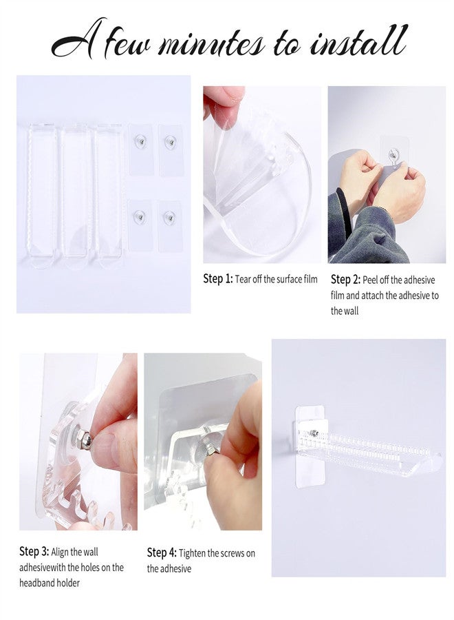KASTWAVE Headband Holder Scrunchie Holder Wall Hanging, 3 Pcs Acrylic Jewelry Necklace Organizer Necklace Bracelet Claw Clip Holder Hair Accessories Storage for Women and Girls - Image 2