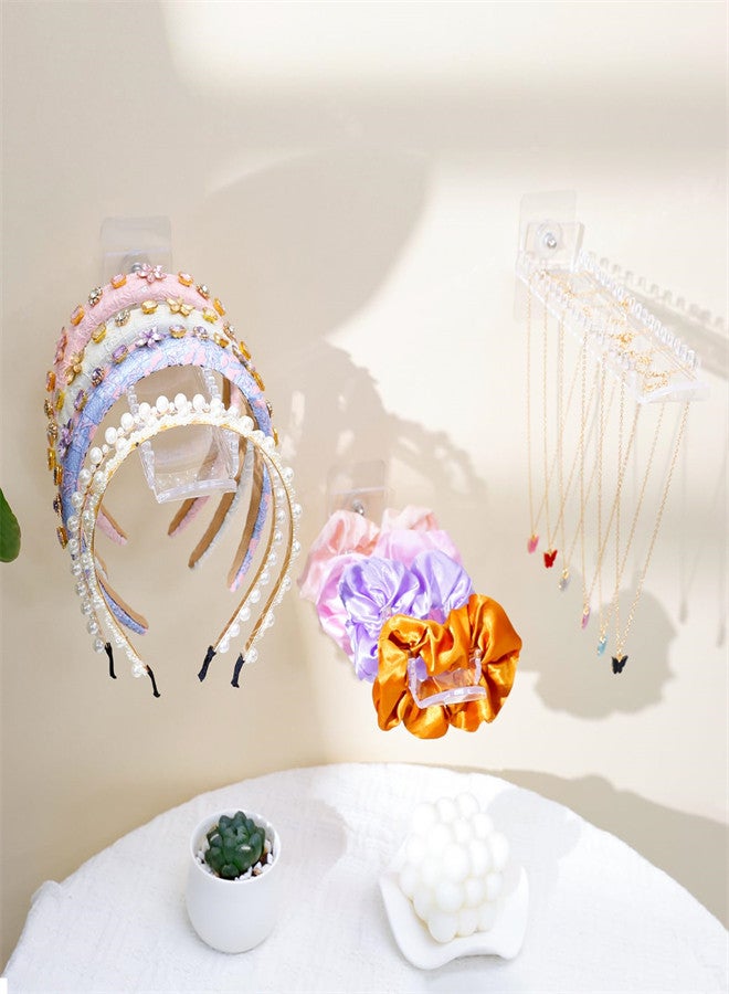 KASTWAVE Headband Holder Scrunchie Holder Wall Hanging, 3 Pcs Acrylic Jewelry Necklace Organizer Necklace Bracelet Claw Clip Holder Hair Accessories Storage for Women and Girls - Image 3