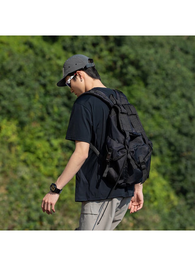 Homlean Outdoor Ice Feeling Short Sleeve Men's Spring And Summer Sunscreen Quick-drying Sports Versatile Riding Top Hz02 Obsidian Black M - Image 3