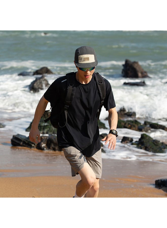 Homlean Outdoor Ice Feeling Short Sleeve Men's Spring And Summer Sunscreen Quick-drying Sports Versatile Riding Top Hz02 Obsidian Black M - Image 4