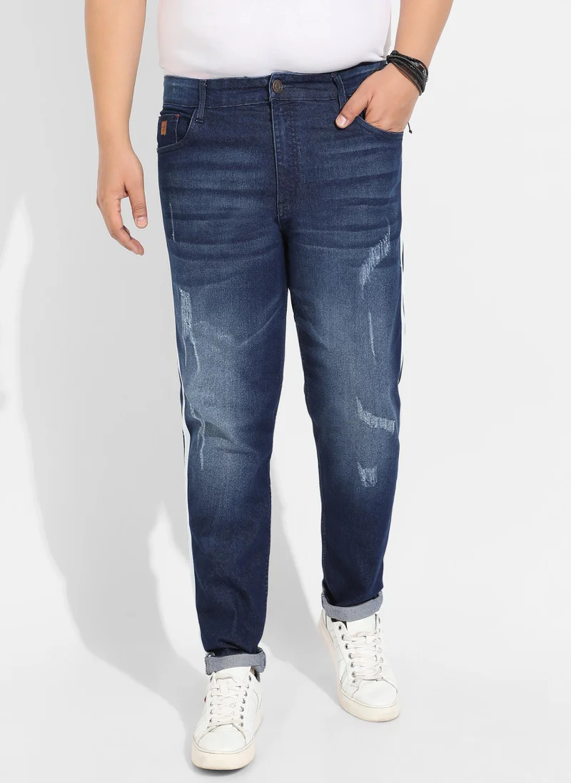 انستافاب بلس جينز رجالي أزرق داكن مخطط جانبي