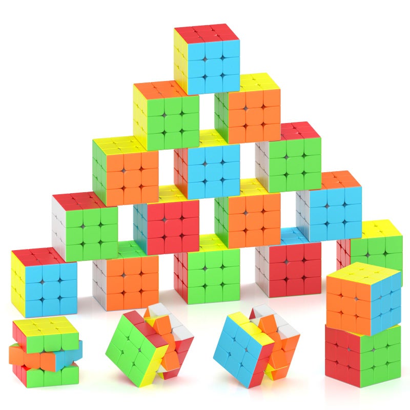 VDEALEN Full Size 3x3x3 Speed Cube Set 22in Puzzle Party Favors Toy Stickerless Magic Cube Set School Classroom Prize for Students Birthday Party Stocking Stuffers Gifts for Kids Teens Adults20 Pack - Image 3
