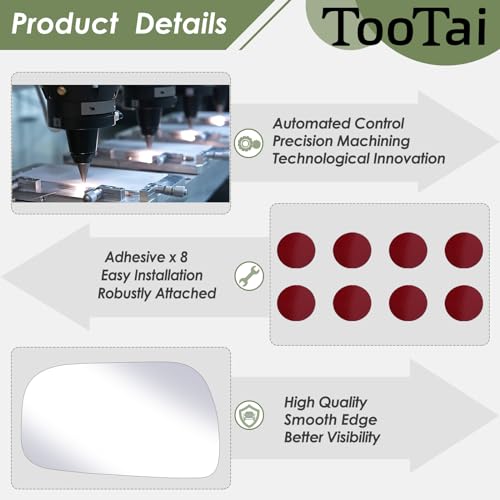 Tootai Driver side Replacement Mirror Glass - Compatible with Toyota vehicles - Camry 1997-2001 - Non-Heated, USA Built Only, without Backing Plate - Image 4