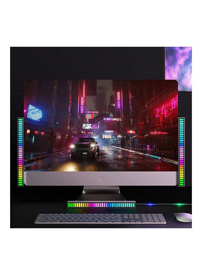 مصباح ليلي بإضاءة متعددة الألوان RGB  يلتقط إيقاعات الصوت بإضاءة نيون مع إمكانية التحكم في الصوت ومزود بعدد 32 لمبة LED متعدد الألوان 18.2سم - Image 2