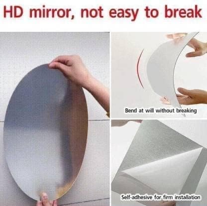 Debire DEBIRE Oval Adhesive Wall Mirror Sticker for Bathroom Bedroom Living Room 30 x 20 cm Unbreakable Plastic  - Image 4