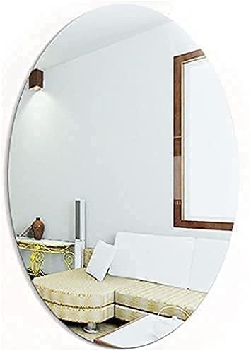 Debire DEBIRE Oval Adhesive Wall Mirror Sticker for Bathroom Bedroom Living Room 30 x 20 cm Unbreakable Plastic  - Image 1