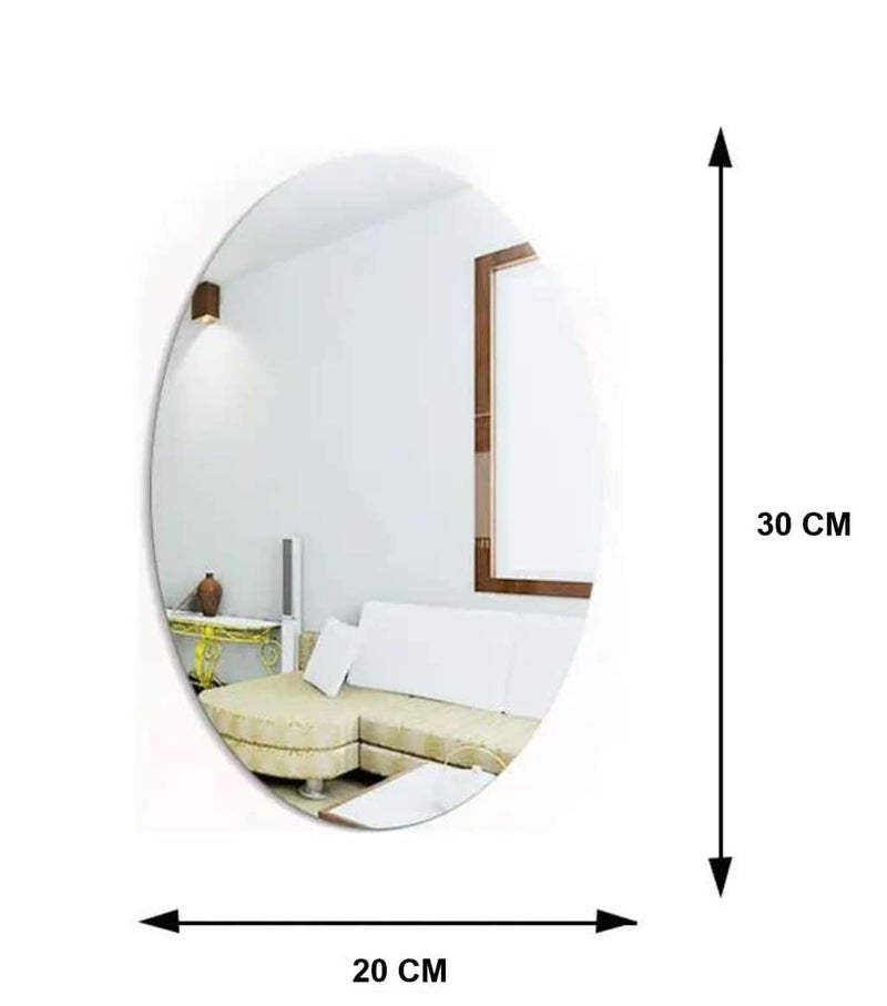 Debire DEBIRE Oval Adhesive Wall Mirror Sticker for Bathroom Bedroom Living Room 30 x 20 cm Unbreakable Plastic  - Image 2