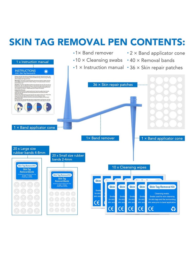 2 in 1 Wart Removal Tool Skin Tag Removal Double Head Kit Painless Easy-Using Device for Small to Large Sized Skin Tag on Face Neck and Body Blue