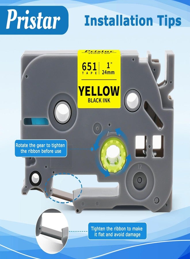 Pristar Compatible Label Tape Replacement for TZe-651 Tze651 TZ651 Black on Yellow Laminated TZ Tape for Brother PT-P700 PT-P710BT PTD600VP PTP750W PT273 Label Maker, 24mm 1' x 26.2 Ft (8m), 3-Pack - Image 4