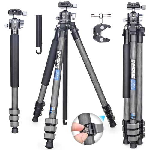 INNOREL P254CF 63" Carbon Fiber Travel Tripod,Professional Compact Camera Tripod Stand for Digital DSLR Travel with Low Gravity Center Ball Head Special-Shaped Center Column Max Load 26.5 lbs/12 kg - Image 1