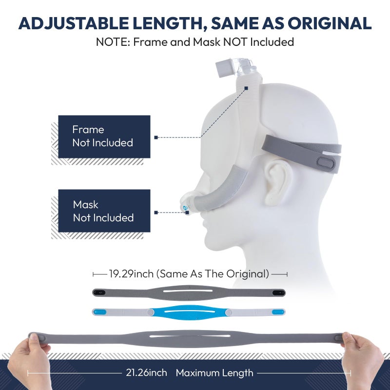 RespWave 3 Packs Replacement Headgear Compatible with Airfit N30i and P30i Nasal Mask, Adjustable and Stretchy Material, FSA HSA Eligible, CPAP Straps Secure Fit CPAP Supplies Accessories (W/O Mask or Frame) - Image 5