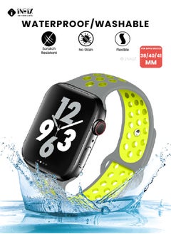 INEIX Soft Silicone Sport Nike Edition Replacement Strap For Apple Watch 38/40/41 mm - Grey/Green  - Image 5