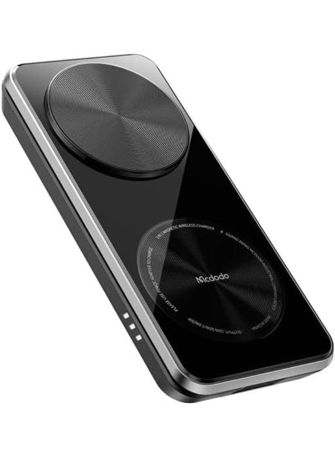 مكدودو حامل شحن لاسلكي مغناطيسي 3 في 1 - حامل هاتف، شاحن لاسلكي لأجهزة iPhone وSamsung وApple Watch وAirPods، شحن سريع، تصميم صغير الحجم، متوافق مع الهواتف التي تدعم تقنية Qi، مثالي للمكتب أو المنضدة الجانبية - أسود - Image 4