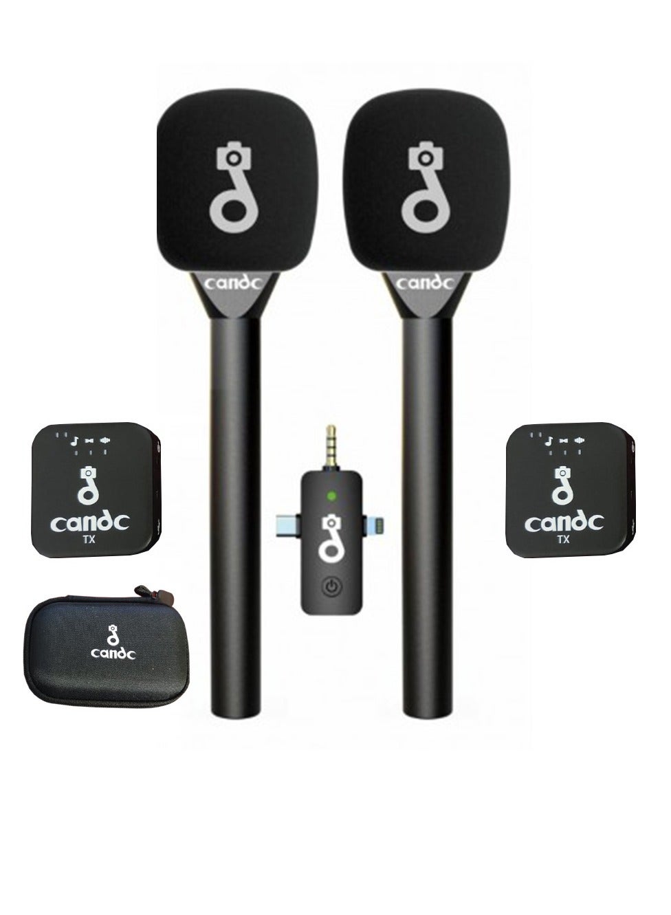 Interview 3-in-1 Dual Wireless Microphone System – Black | 2 Transmitters & 1 Receiver | Noise-Canceling, Long Battery Life (8 Hours), Wide Device Compatibility for Smartphones, Cameras, Laptops | Ideal for Vlogging, Podcasting, YouTube, Live Streaming