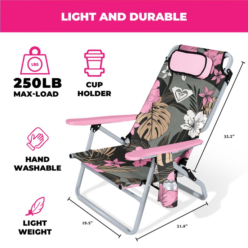 Roxy 2-Pack Beach Chair Bundle â€“ Lightweight Folding Chairs with Adjustable Recline, Cup Holders, and Carry Bags â€“ Portable and Durable Chairs for Beach, Camping, or Outdoor Events - Image 4