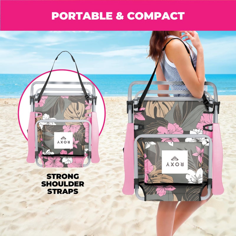 Roxy 2-Pack Beach Chair Bundle â€“ Lightweight Folding Chairs with Adjustable Recline, Cup Holders, and Carry Bags â€“ Portable and Durable Chairs for Beach, Camping, or Outdoor Events - Image 5