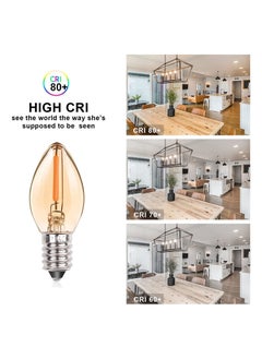 Y&D E14 LED Bulb, Candle Bulbs 0.5W, Chandelier C7 Night Light Bulb Small Edison Screw Vintage Amber Glass Filament Salt Lamp 2200K, 5W Equivalent Non-Dimmable (5Pcs Warm White)  - Image 3