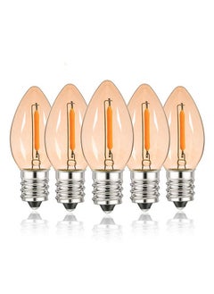 Y&D E14 LED Bulb, Candle Bulbs 0.5W, Chandelier C7 Night Light Bulb Small Edison Screw Vintage Amber Glass Filament Salt Lamp 2200K, 5W Equivalent Non-Dimmable (5Pcs Warm White)  - Image 1