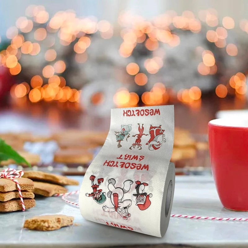 comfrt Rolls Christmas Toilet Paper Decorations, Christmas Tree and Santa Claus Printed Tissue Napkins for Xmas Gift, Santa Claus Bath Toilet Roll Paper Christmas Supplies Xmas Decor - Image 5