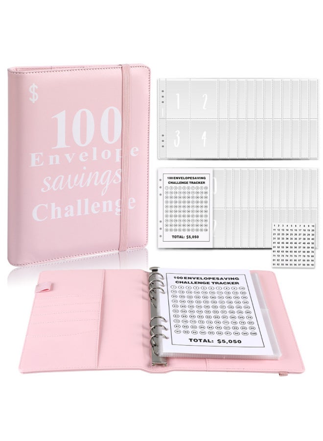 HONGYANG Envelopechallenge Loose-leaf Notebook 100 Days Money Saving Book Challenge Cash Saving Book - Image 1