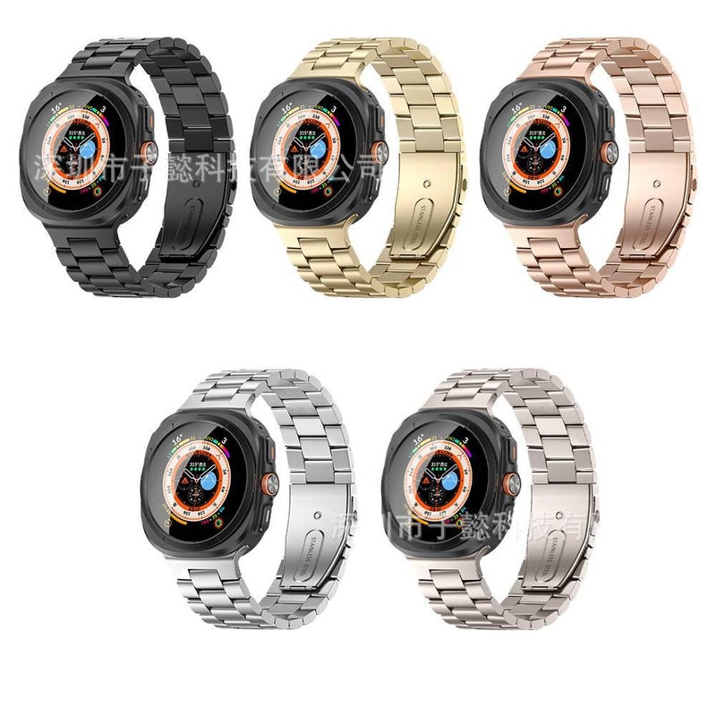 سوار ساعة ذكية سوار معدني من الستانلس ستيل متوافق مع Samsung Galaxy Watch 8 بملاءمة قابلة للتعديل وحزام بديل باللون Starlight قابل للتعديل - Image 2