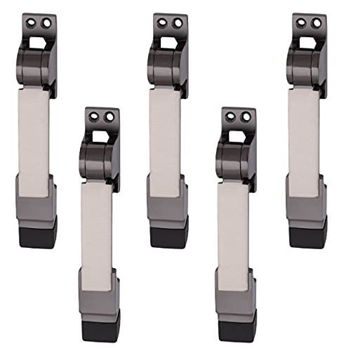 Atom Door Stopper | Kickdown Door Stop with One Touch | Adjustable Height & Rubber Tip 1.5 Inches, Door Stops (Black Silver Finish, DS004), Pack of 5 - Image 1