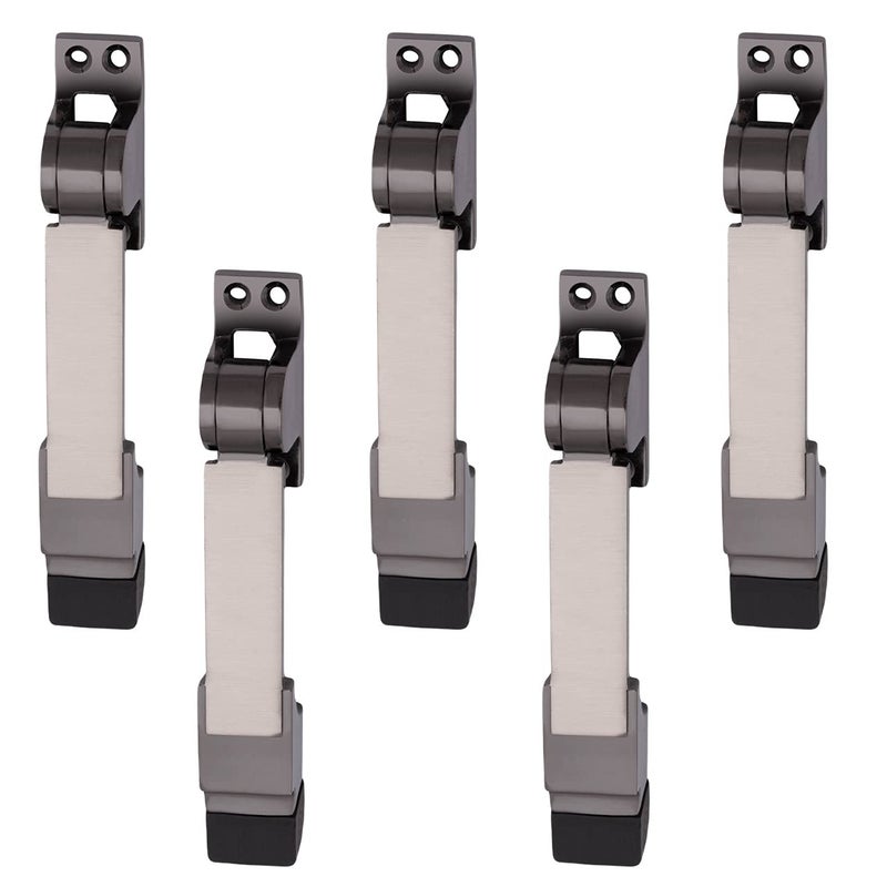 Atom Door Stopper | Kickdown Door Stop with One Touch | Adjustable Height & Rubber Tip 1.5 Inches, Door Stops (Black Silver Finish, DS004), Pack of 5 - Image 3