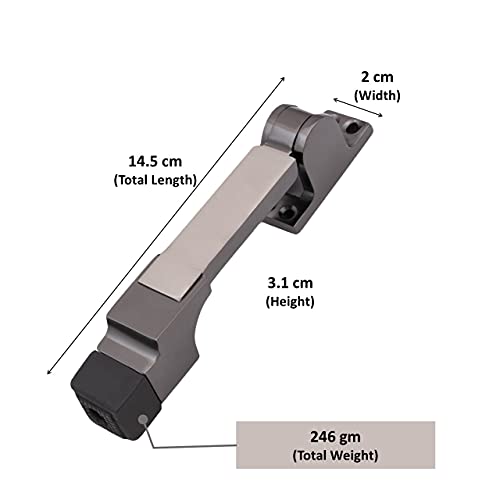 Atom Door Stopper | Kickdown Door Stop with One Touch | Adjustable Height & Rubber Tip 1.5 Inches, Door Stops (Black Silver Finish, DS004), Pack of 5 - Image 4