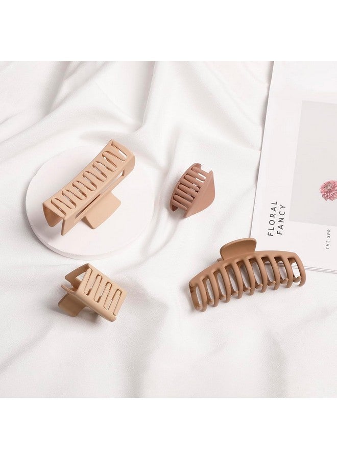 Bakefy-6 Pcs Big Hair Claw Clip,Small Medium Large for Women Thin Thick Long Hair Curls,Girl Matte Butterfly Banana Clips,Strong Clamp,Milk Coffee Color Hair Accessories 6 pattern claw - Image 4