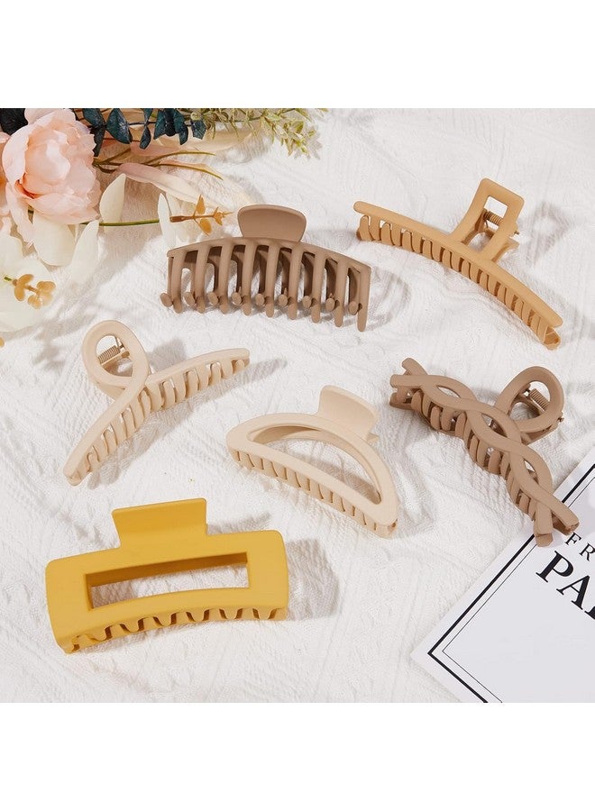 Bakefy-6 Pcs Big Hair Claw Clip,Small Medium Large for Women Thin Thick Long Hair Curls,Girl Matte Butterfly Banana Clips,Strong Clamp,Milk Coffee Color Hair Accessories 6 pattern claw - Image 2