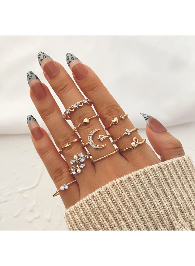 Dark Horse Gold Stacking Ring Set, Vintage Knuckles, Stackable Moon, Star, Snake, Butterfly, Heart, Flower, And Leaf Top Rings. - Image 1