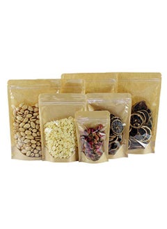 KCL KCL Stand up Pouches Full Front Window Transparent Back Brown Kraft Paper with Zipper (Food Grade)- Dimension - 3 x5 Inches - Pack of 100 Pc 