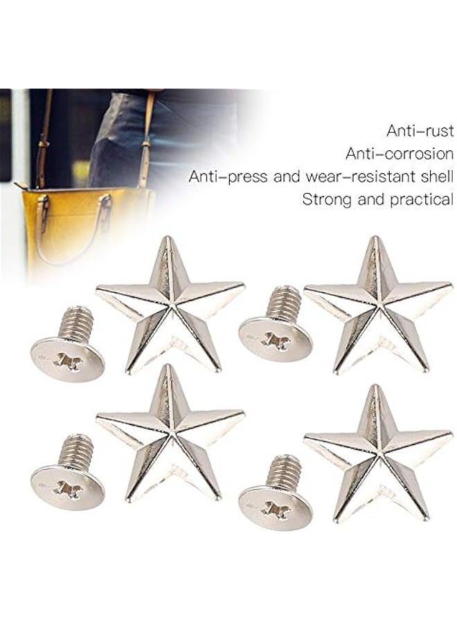 50Pcs Star Shape Studs Star Rivets, Metal Rivet Studs Spikes Star Studs and Spikes Metal Leather Craft DIY for Shoes Bags Clothing Decoration (Silver)  - Image 2