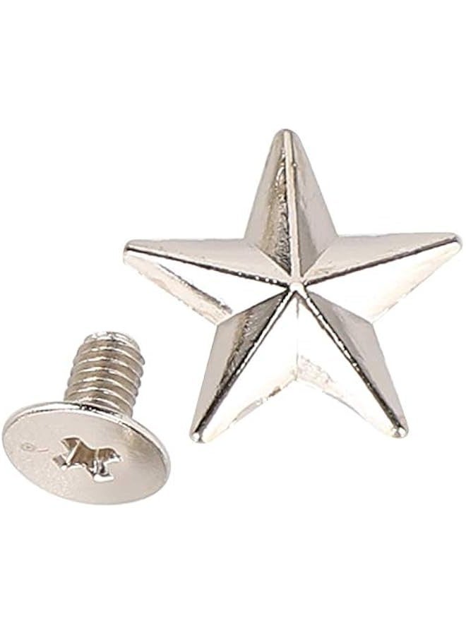 50Pcs Star Shape Studs Star Rivets, Metal Rivet Studs Spikes Star Studs and Spikes Metal Leather Craft DIY for Shoes Bags Clothing Decoration (Silver)  - Image 3
