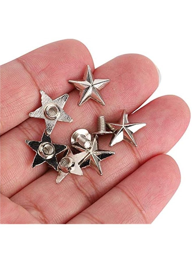50Pcs Star Shape Studs Star Rivets, Metal Rivet Studs Spikes Star Studs and Spikes Metal Leather Craft DIY for Shoes Bags Clothing Decoration (Silver)  - Image 4