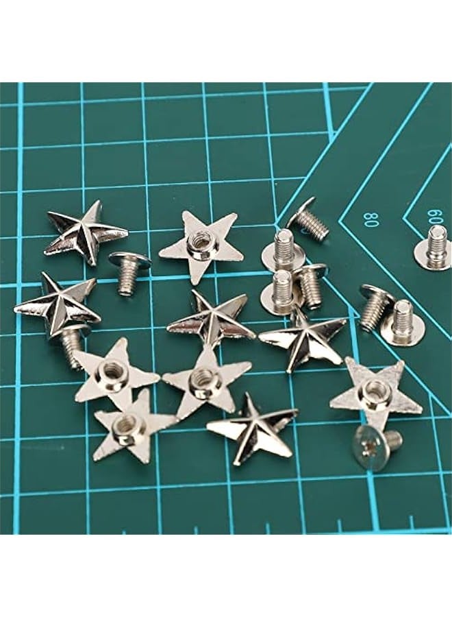 50Pcs Star Shape Studs Star Rivets, Metal Rivet Studs Spikes Star Studs and Spikes Metal Leather Craft DIY for Shoes Bags Clothing Decoration (Silver)  - Image 5