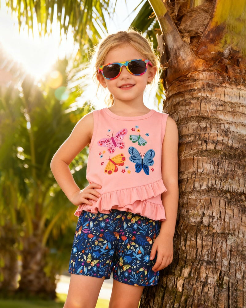 ZOEREA Toddler Girl Clothes, 2Pcs Baby Girl Summer Spring Outfits Sleeveless Tank Shirt Ruffle Top +Shorts Clothing Set (Pink, 4-5T) - Image 2