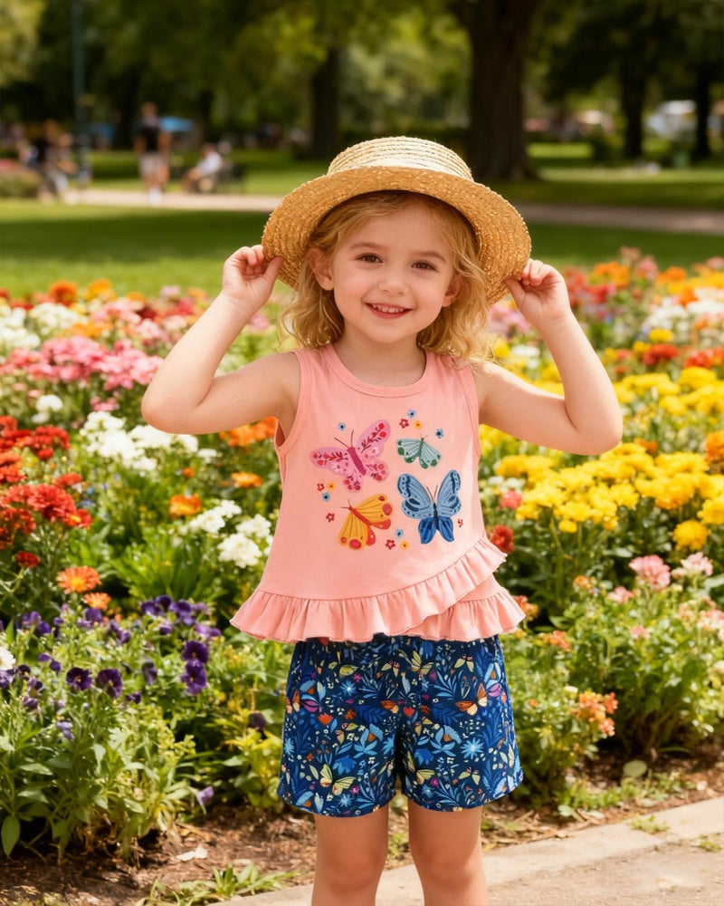 ZOEREA Toddler Girl Clothes, 2Pcs Baby Girl Summer Spring Outfits Sleeveless Tank Shirt Ruffle Top +Shorts Clothing Set (Pink, 4-5T) - Image 3