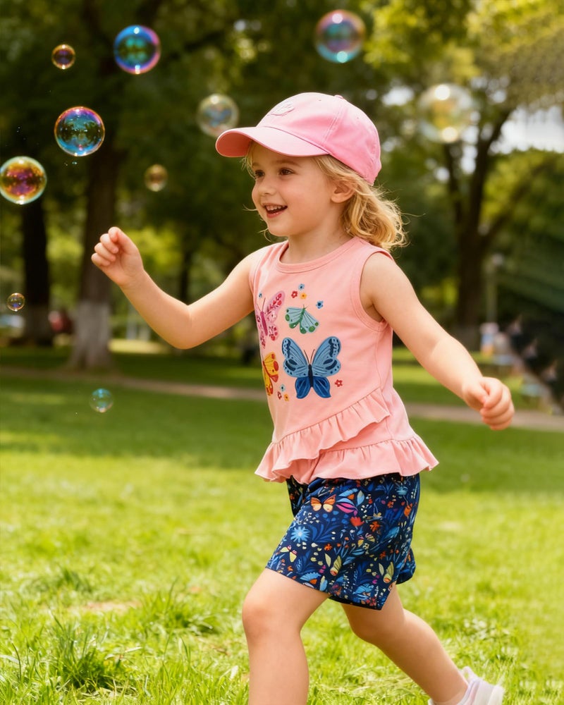 ZOEREA Toddler Girl Clothes, 2Pcs Baby Girl Summer Spring Outfits Sleeveless Tank Shirt Ruffle Top +Shorts Clothing Set (Pink, 4-5T) - Image 4