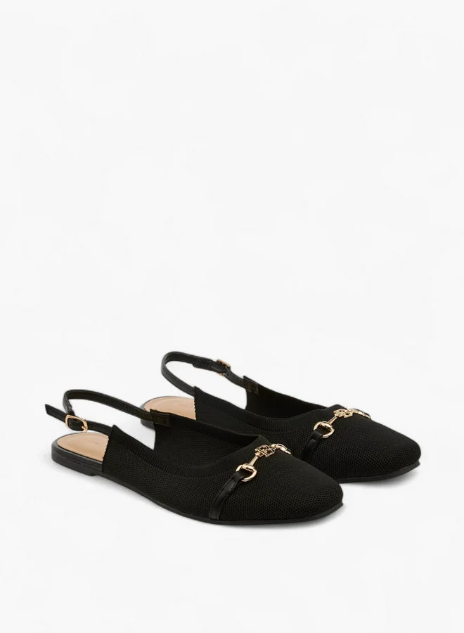 Flora Bella By Shoexpress Textured Backstrap Sandals with Buckle Closure
