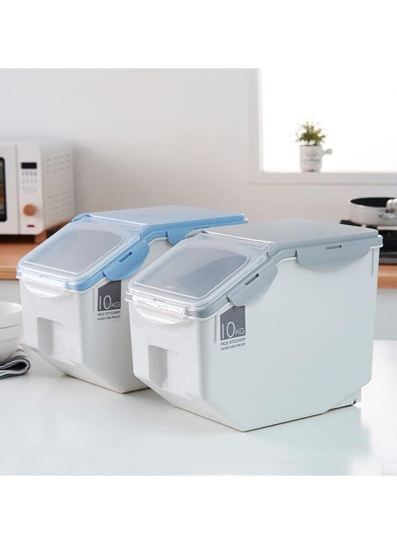 BLOOMING TIME 10KG Rice Storage Container with Wheels – Sealed Moistureproof Plastic Grain & Food Box for Rice, Cereal, Flour, Sugar – Locking Lid, Kitchen Pantry Storage Solution  - Image 5