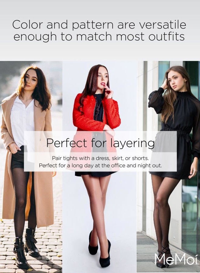 MeMoi Antwerp Elegant Sheer Diamond Tights, Black/Black, Medium-Large - Image 5