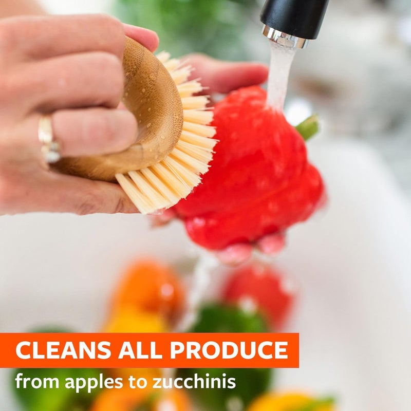 Full Circle The Ring Fruit and Vegetable 2 in 1 Fruit & Vegetable Cleaning Brush, Small (Pack of 1), White - Image 2
