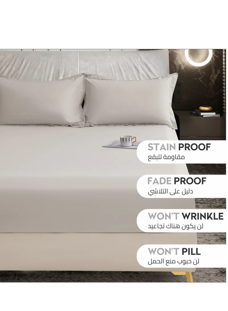 Donetella Bedding Fitted Sheet - Fits 200x200 Cm For Super King Bed - 3 Pcs (1 Fitted Sheet and 2 Pillowcases) - 35 Cm Deep Pocket - Solid Bed Sheet