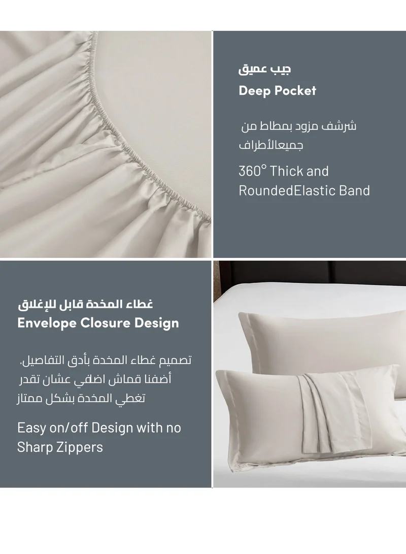 Donetella Bedding Fitted Sheet - Fits 200x200 Cm For Super King Bed - 3 Pcs (1 Fitted Sheet and 2 Pillowcases) - 35 Cm Deep Pocket - Solid Bed Sheet