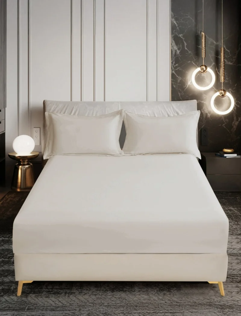 Donetella Bedding Fitted Sheet - Fits 200x200 Cm For Super King Bed - 3 Pcs (1 Fitted Sheet and 2 Pillowcases) - 35 Cm Deep Pocket - Solid Bed Sheet
