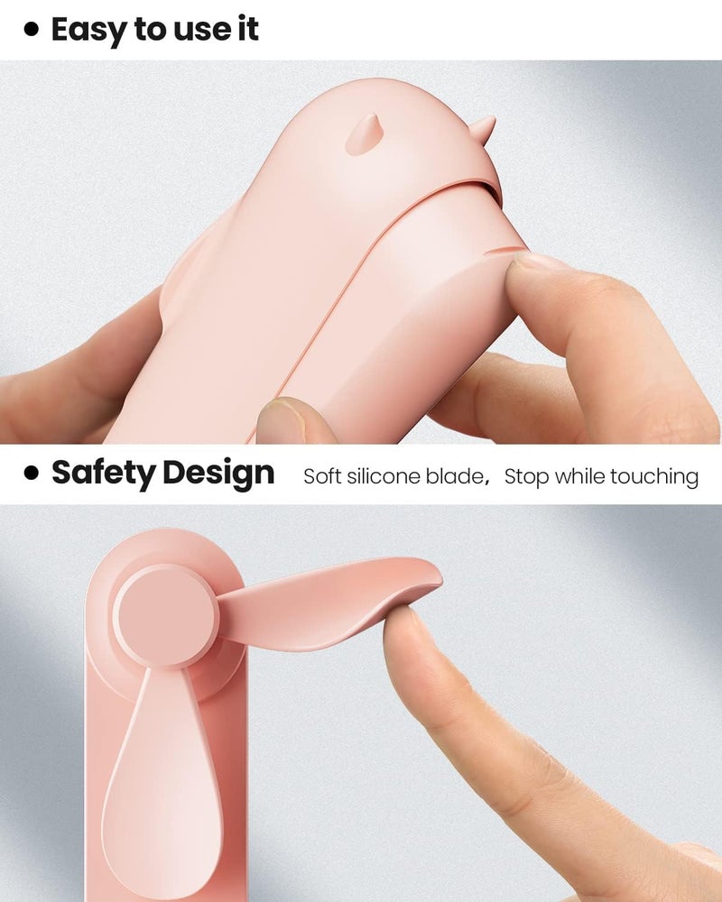 Desidiya ® Mini Handheld Personal Portable Folding Cooling Hand Fan Rechargeable With 3 Speed Pocket Fan For Home Office Travel Use By Women And Men (Pink) ,8 Centimeter - Image 5