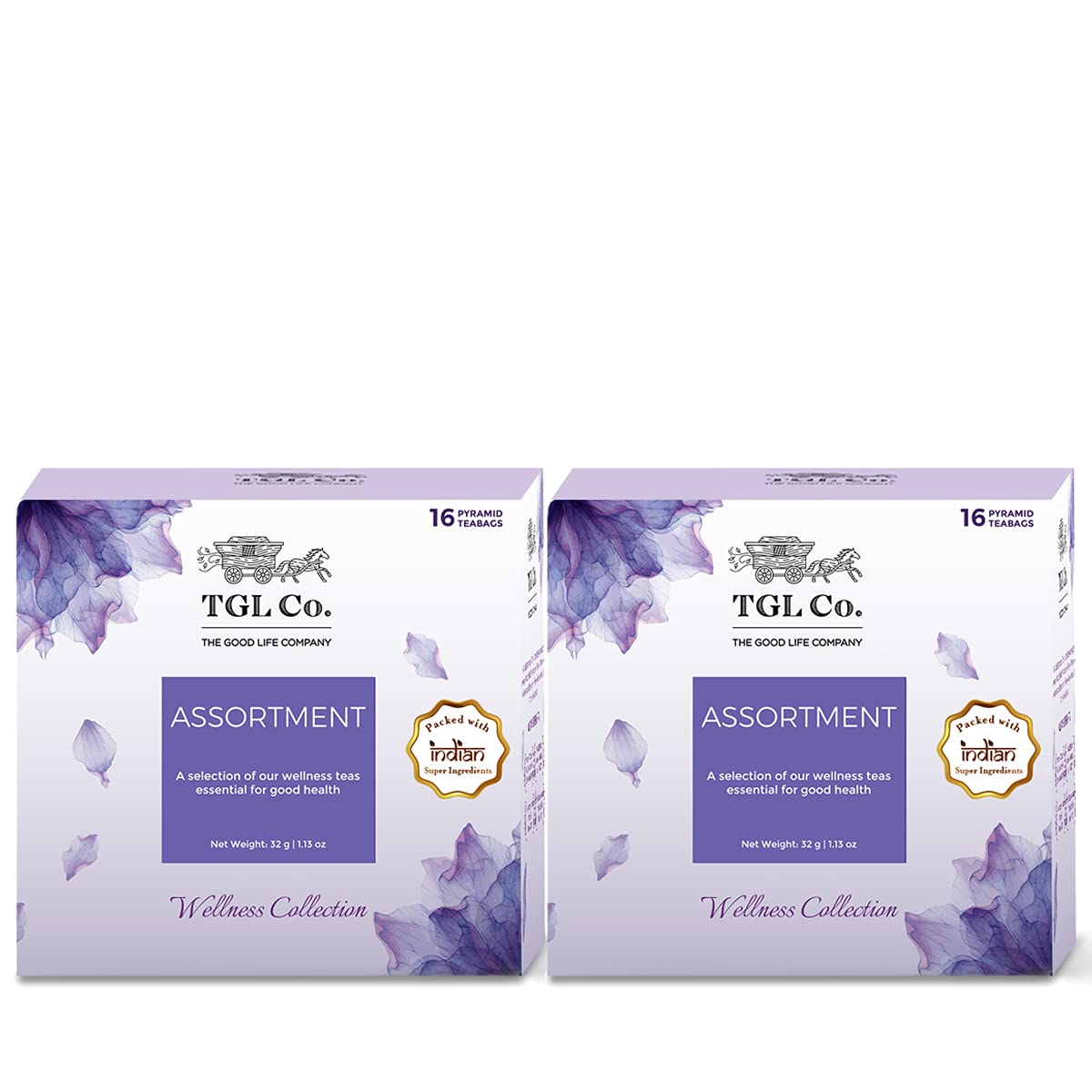 TGL Co. Wellness Assortment Green Tea - (Pack of 2, 16 Bags Each) | Immunity & Digestion Boost | Heart & Brain Health | Antioxidant-Rich