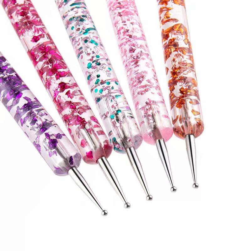 FULINJOY Nail Dotting Tools 10 Pcs Kit - 5 pcs Double-end Nail Dotting tools and 5 Pcs Nail Art Liner Painting Brushes - Image 3