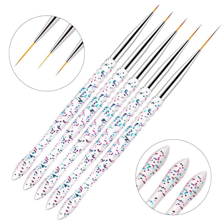 FULINJOY Nail Dotting Tools 10 Pcs Kit - 5 pcs Double-end Nail Dotting tools and 5 Pcs Nail Art Liner Painting Brushes - Image 5